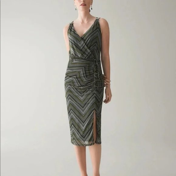 White House Black Market Dresses & Skirts - White House Black Market Dress, Women's Sleeveless Ruched Mesh Midi, Size 00